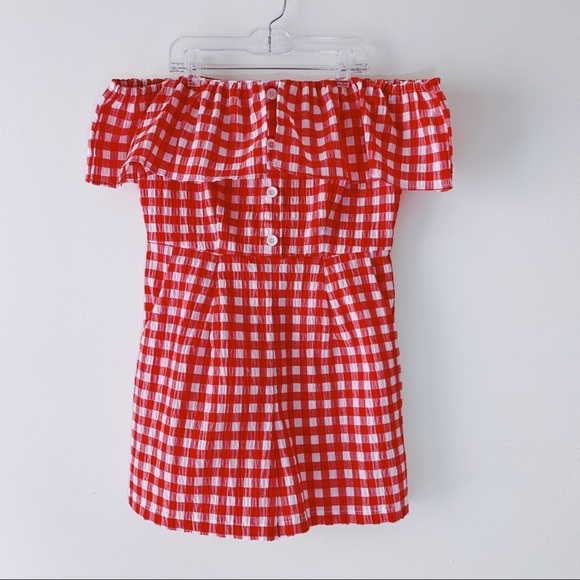 ASOS Checkered Over The Shoulder Romper - Picture 7 of 11